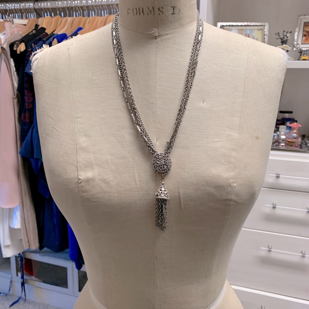 Silver vintage multi chain necklace
